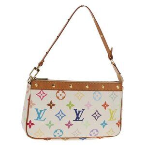LOUIS VUITTON Multicolor Pochette Accessoires Pouch White M92649 LV Auth 146161A